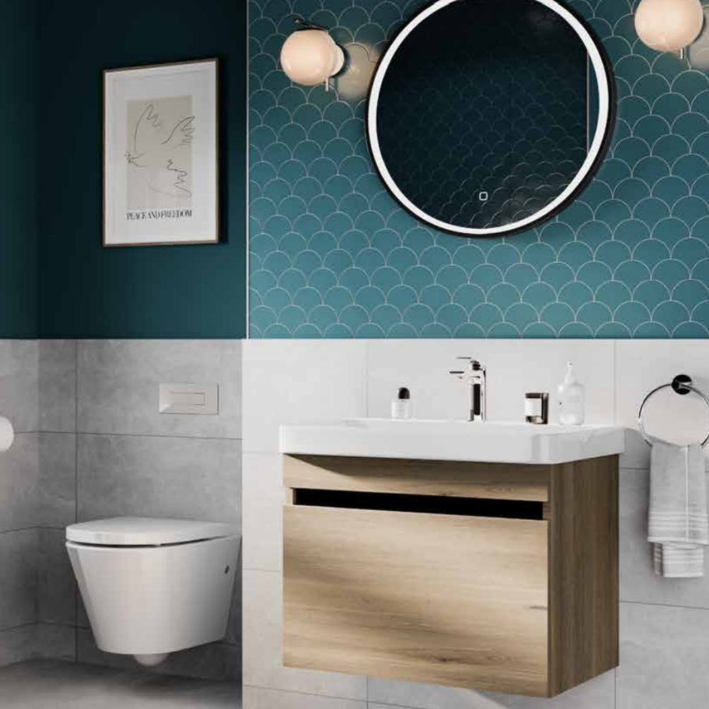 Product lifestyle image of Britton Dalston 600mm Golden Oak Vanity Unit and Basin DAL.060 DAL60GO